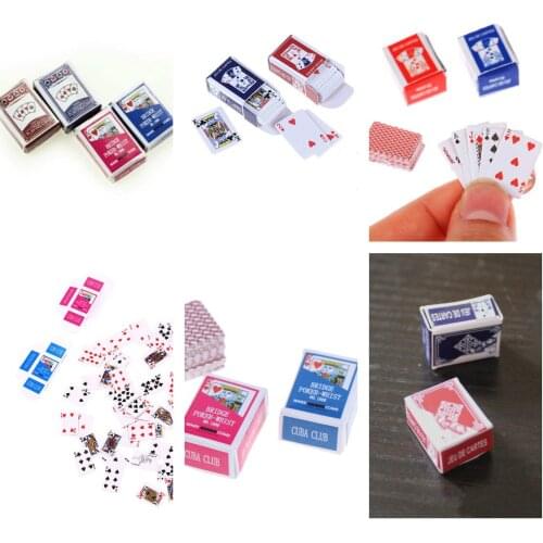 1 Set 1:12 Cute Miniature Dollhouse Cute Mini Poker Playing Cards Style Random Mini Cute Doll House Poker