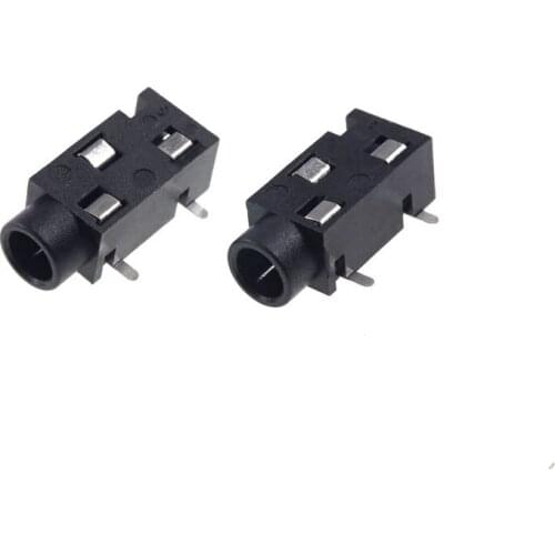 1000pcs Phone Jack 3.5mm 3 pin stereo socket for 3 pole audio plug SMT PCB reflow solderable right angle DC30V 0.5A