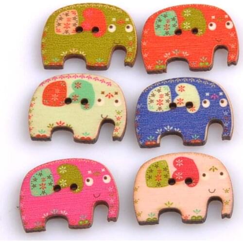 Natural Wooden Elephant Buttons For Clothing Handmade Letter Sewing Buttons Scrapbooking Crafts DIY 20PCs 23x30mm MT0712