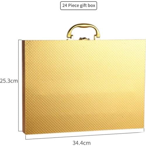 24pcs Dinnerware Knife Fork Spoon Storage Organizer Gold Gift box for 16pcs Cutlery Wood Fiber Box Christmas Party Utensils