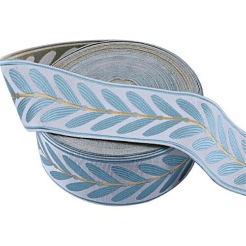 25M Leaf Jacquard Webbing Curtain Trim Embroidery Ribbon Sofa Cushion Dress Lace Tablecloth Tassel Fringe Accessories Home Decor