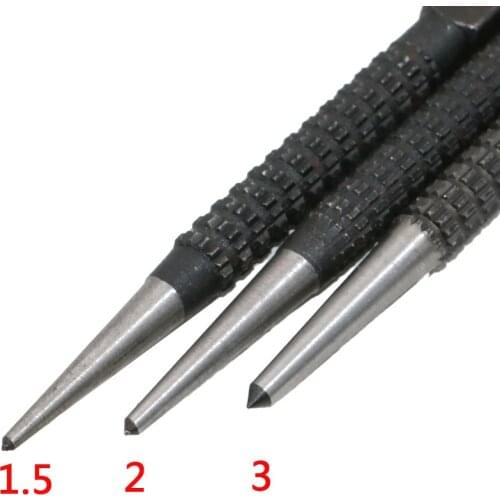3Pcs Non-Slip Center Pin Punch Set 3/32" High-carbon Steel Center Punch for Alloy Steel Metal Wood Drilling Tool