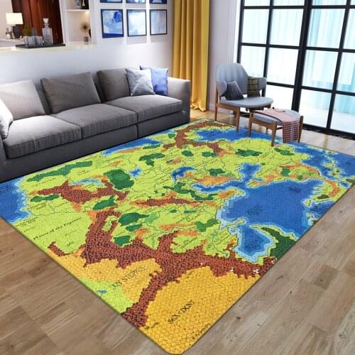 World map 3D Carpet soft flannel non-slip play area Rug Living Room Carpets For Children Room Bedroom Bedside floor Mat Washable