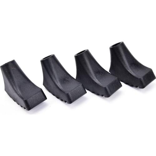 4PCS Walking Trekking Pole Caps Anti-slip Rubber Paw Feet Tips Hammers Hiking Stick Black