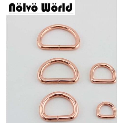 50pcs Rose gold,5 Size,welded opened d ring buckle,13X10mm,20X15mm,25X18mm,32X20mm,38X25mm