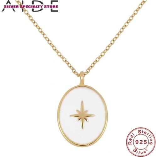 AIDE Personality Octagonal Star Clavicle Chain 925 Sterling Silver Necklace For Women Jewelry Choker Necklace Collares Bijoux