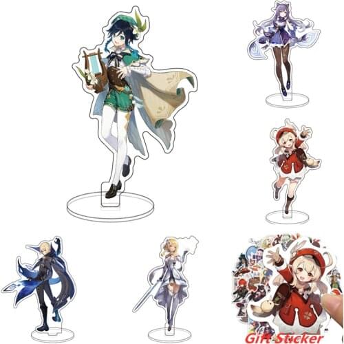 Anime Figure Genshin Impact Diluc Venti Klee Zhongli Cosplay Acrylic Stand Model Plate Desk Decor Standing Sign Sticker Gifts
