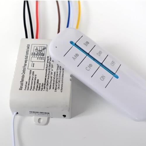 220V Remote Control Switch Wall Chandelier Lamp LED Light On Off Switch Sleep Mode 1 2 3 4 CH + Receiver Transceiver White