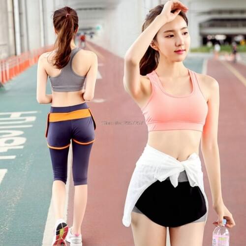 Seamless quick dry High Impact full cup Wirefree Womens Bras Big Girls Y-line straps Shockproof push up Padded Brassiere