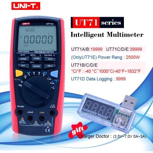 UNI-T UT71 Series Digital MultiMeter Ture RMS AC DC meter Volt Ampere Ohm Capacitance Temp tester 40000 counts 0.025% accuracy
