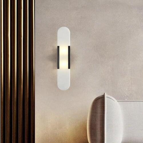 Home deco Led Wall Sconce Copper fixture G4 Picture Light Long Wall Light Living Room Wall Lamp Bedroom Marble led Mirror Lights