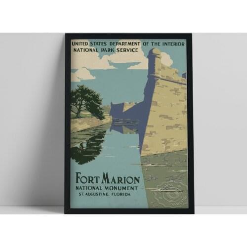 Fort Marion National Monument St. Augustine Florida Poster, Castillo De San Marcos Scenery Prints, Landscape Wall Art Picture
