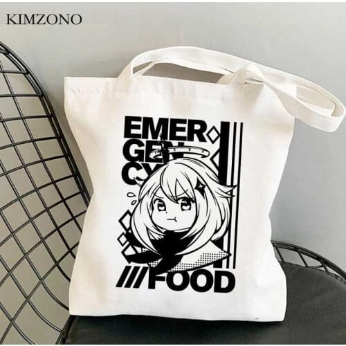 Genshin Impact Keqing shopping bag canvas shopper handbag tote bolso bag sac cabas woven ecobag custom