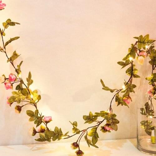 25leds Rose Flower Led Fairy String Lights Battery Powered Wedding Valentines Day Event Party Garland Decor Luminaria
