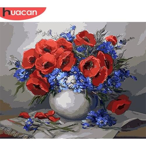 HUACAN Painting By Number Flower Drawing On Canvas HandPainted Painting Art Gift DIY Pictures By Number Kits Home Decor