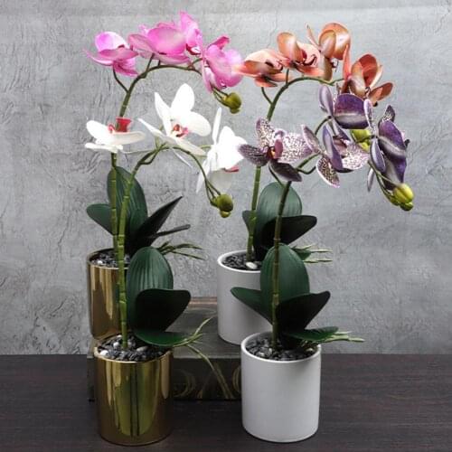 Artificial Butterfly Orchid Flowers Real Touch Orchids Fake Flowers Home Decor Fake Leaves Wedding Decoration Accessories