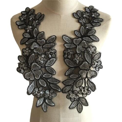 Folded yarns Lace collar Venise Embroidery Applique Trim Decorated Lace Fabric Sewing DIY Dresses Scrapbooking A pair of sale