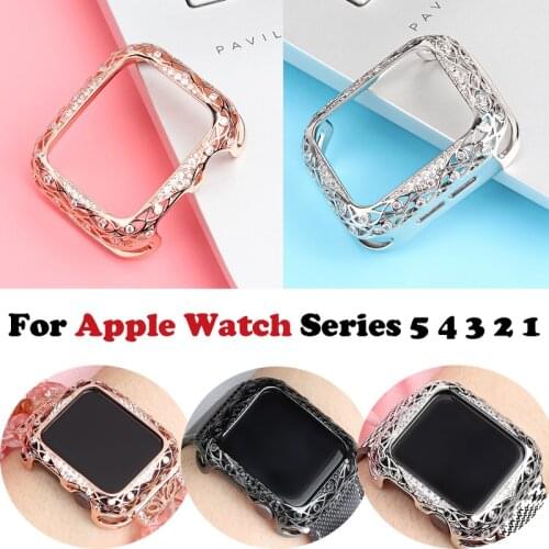 Metal Luxury Diamond Case For Apple Watch Series SE 6 5 4 3 2 Watch Cover For iWatch 38mm 40mm 42mm 44mm Bling Shell Accessories