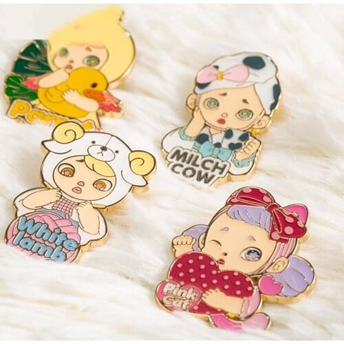 Laura Metal Badge Blind Box Pajama Party Surprise Random Toys Cute Cartoon Kawaii Girl Decoration