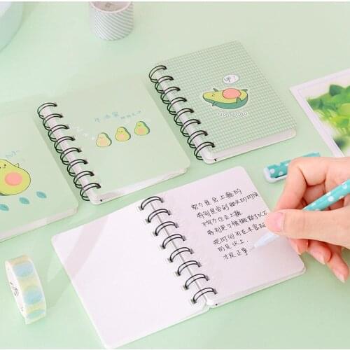 Cartoon Mini Flipable Portable Coil Notebook Cute Avocado Loose-leaf Notepad Diary School Supplies Stationery Kids Gift