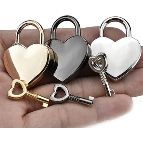 Mini Metal Heart Shaped Padlocks Vintage Old Antique Style Luggag Lock for Valentines Wedding Jewelry Box Diary Book Suitcase