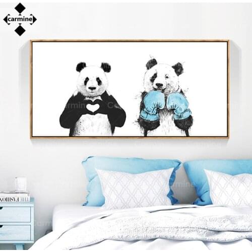 Nordic Panda Wall Art Picture Modern Funny Animal Poster Canvas Paintings Bear Tiger Poster and Print for Living Room Home Decor