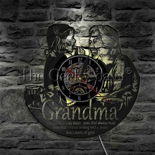 Grandmas Quote Wall Light Vintage Design Illuminated Wall Clock Grandmother Atmosphere Light Led Wall Sign