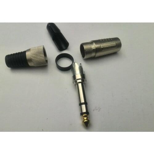 Wholesale 20pcs/lot 6.35mm Stereo Audio Plug Head Gold Plated Black