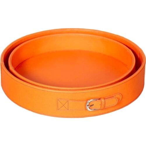 Orange round hotel storage/ serving tray home organizer storage tray food/coffee/tea serving tray