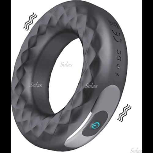 Rechargeable Silicone Vibrating Penis Ring Male Sex Toy Masturbation Device Ring Couple Sharing Donuts Charging Adult Product 18