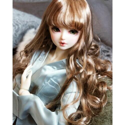 [PF] Black Brown Curly Wavy Wig For 1/4 MSD 1/3 SD DZ AOD LUTS BJD Doll Dollfie