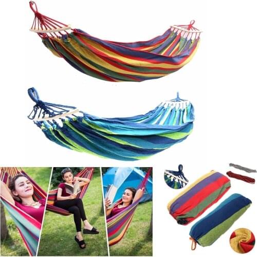 2 Person Portable Double Hammock Green Fabric Hanging Swinging Outdoor Camping Hammock 280*150cm