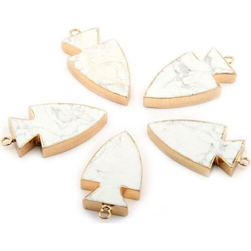 1pcs Fish Shape Natural Stone Charms Pendants White Turquoises for Jewelry Making Nacklace Bracelets Earring 42x24x6mm