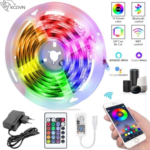LED Strip Lights Bluetooth WIFI RGB 5050 Luces Led Work With Alexa Google Assistant For TV Bedroom Decoration Outdoor Lighting