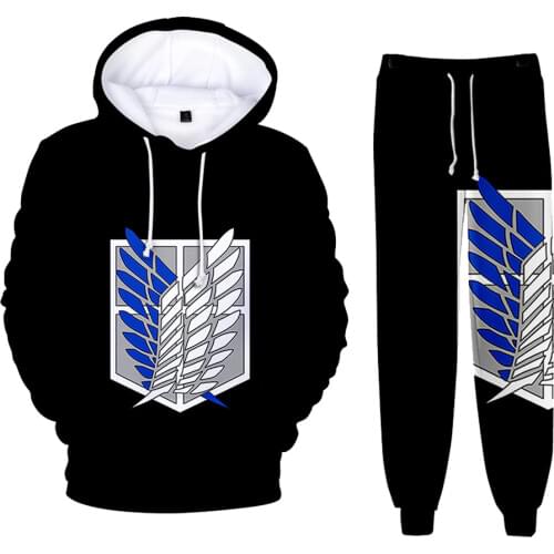 Attack On Titan Hoodie Men Loose Pullovers Casaul Tops *pants Oversize Casual Pants Sweatshirt Regular Pullover Hoodies