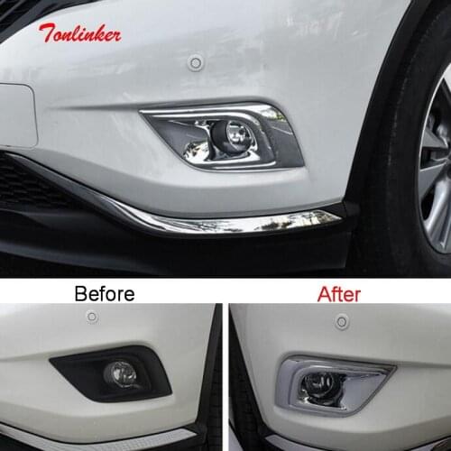 Tonlinker Exterior Front fog light Cover Stickers for Nissan murano 2015-19 Car styling 2 PCS ABS/Stainless steel Cover stickers