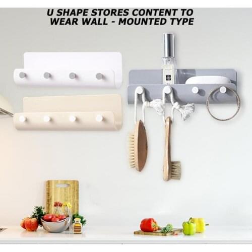 U Shape Multifunction Storage Hook Plastic Key Rack Wall Hanging Shelf Support Dropshipping