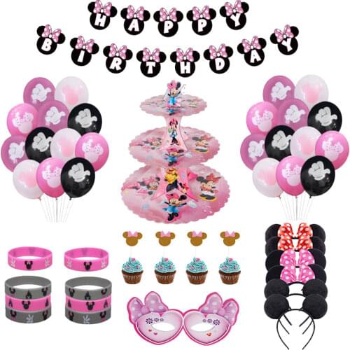 Mickey Minnie Mouse birthday decoration girl Party theme decor for baby girl favor diy birthday cake decor baby shower gifts