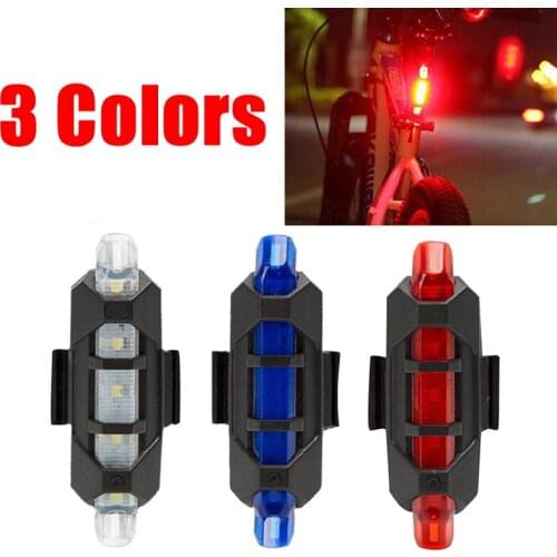 Bike Front Rear LED Safety Light Bicycle USB Rechargeable Tail Warning Lamp