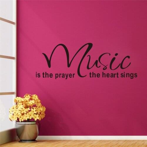 Music is the prayer the heart sings vinyl wall stickers letters living room indoor wall art decor diy black decals