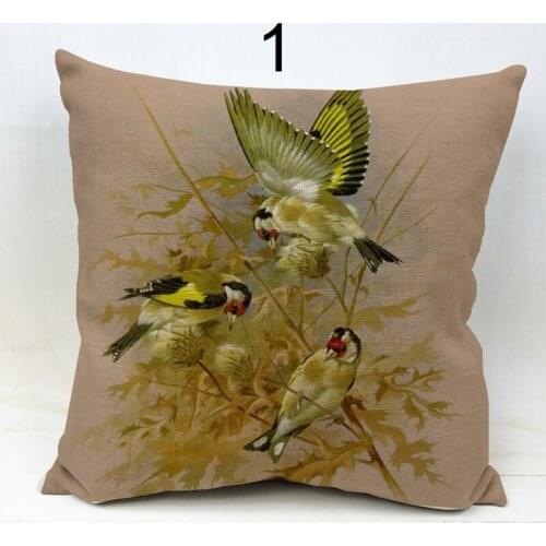 High Quality Cheap Cushion Cover Invisible Zipper Linen Parrot Lovely Birds Pillowcase Sofa Home Decorative Throw pillows Cover