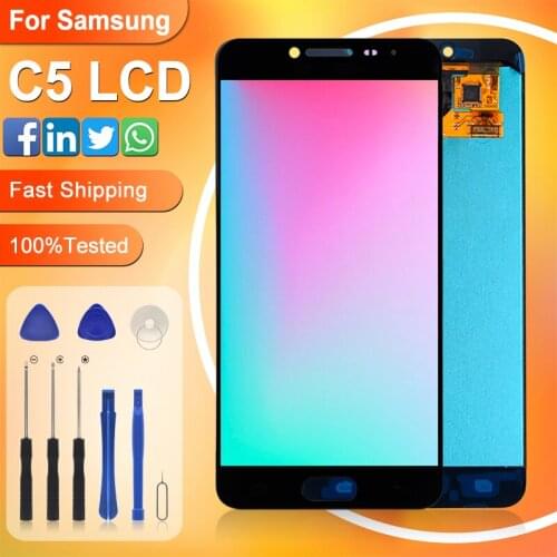 HH Replacement 1Pcs C5 Lcd Display For Samsung Galaxy C5000 LCD With Touch Panel Glass Screen Digitizer Assembly Free Shipping