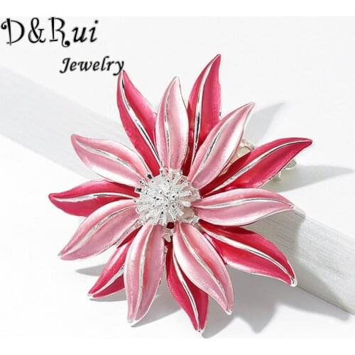 Fashion Daisy Brooches Pins for Women Red Enamel Flower Brooch New Year Party Brooch Pin Female Gifts Clothes Accessories 2020