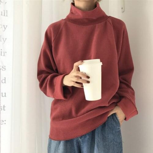 Turtleneck Knitted Jumpers for women Women Sweater Casual Loose Long Batwing Sleeve Crocheted Pullovers Streetwear