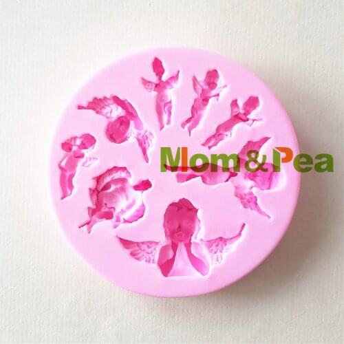 Mom&Pea 1418 Free Shipping Angels Mold Cake Decoration Fondant Cake 3D Mold Soap Mold Food Grade