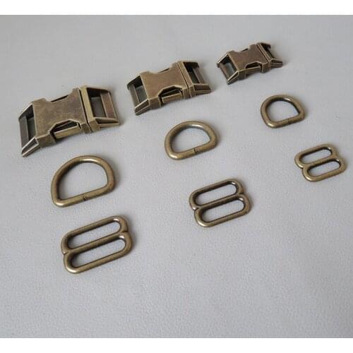 20Sets/Lot Metal Buckle Hardware Webbing Straps Clasp Dog Collar Paracord Adjuster Belt Loop D Ring Accessory Outdoor Hardware