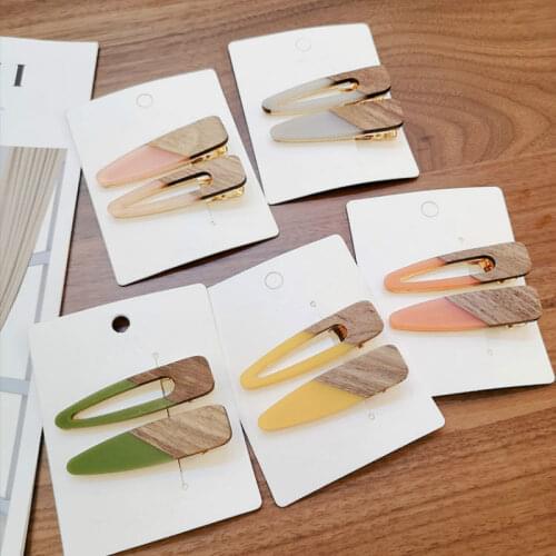 2020 New Fashion Women Stitching Wood Hair Clips Geometric Barrettes Hairpin Clips Hair Styling Accessories For Daily Life
