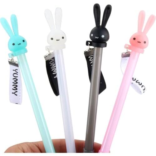36 pcs/lot Creative Rabbit Pendant Gel Pen Cute 0.5mm black Ink Signature Pens Promotional Gift Office School Supplies