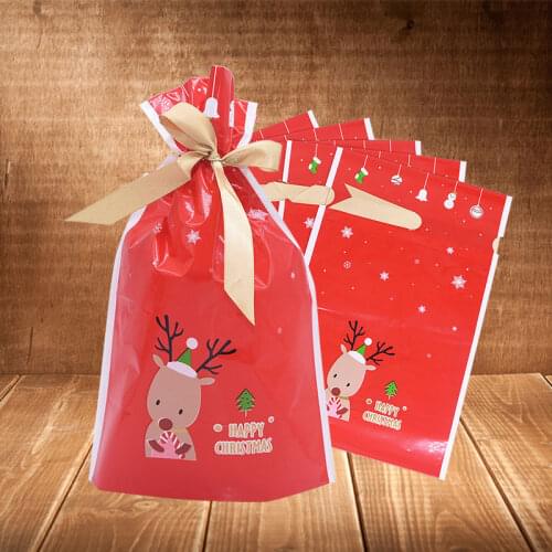 5/10Pcs Christmas Candy Cookies Pack Bag New Year Gift Bag Xmas Santa Claus Gift Biscuits Plastic Bags For Party Decor