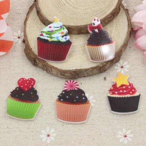 50pcs Mixed Cupcake Ice Cream Flat Back Resins Planar DIY Craft Embellishments Resin Cabochon Home Decoration Accessories FR217